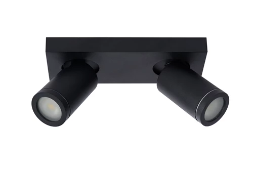 Lucide TAYLOR - Plafondspot Badkamer - LED Dim to warm - GU10 - 2x5W 2200K/3000K - IP44 - Zwart - uitgezet